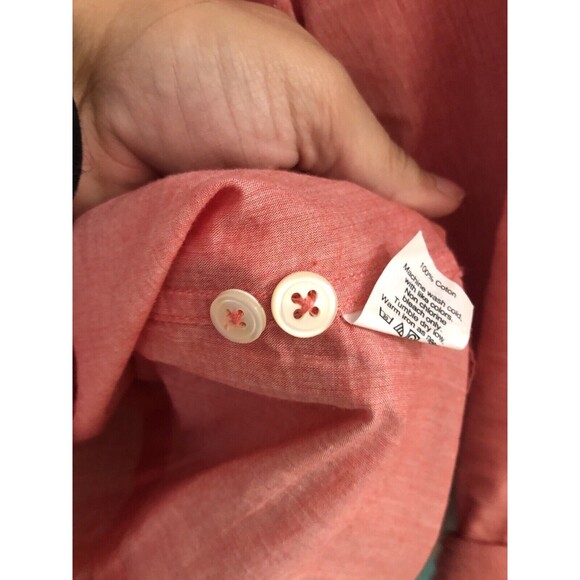 J.Crew Button Up Shirt size XS Women Roll Tab Convertible Sleeves Red Coral 308 - Picture 8 of 8
